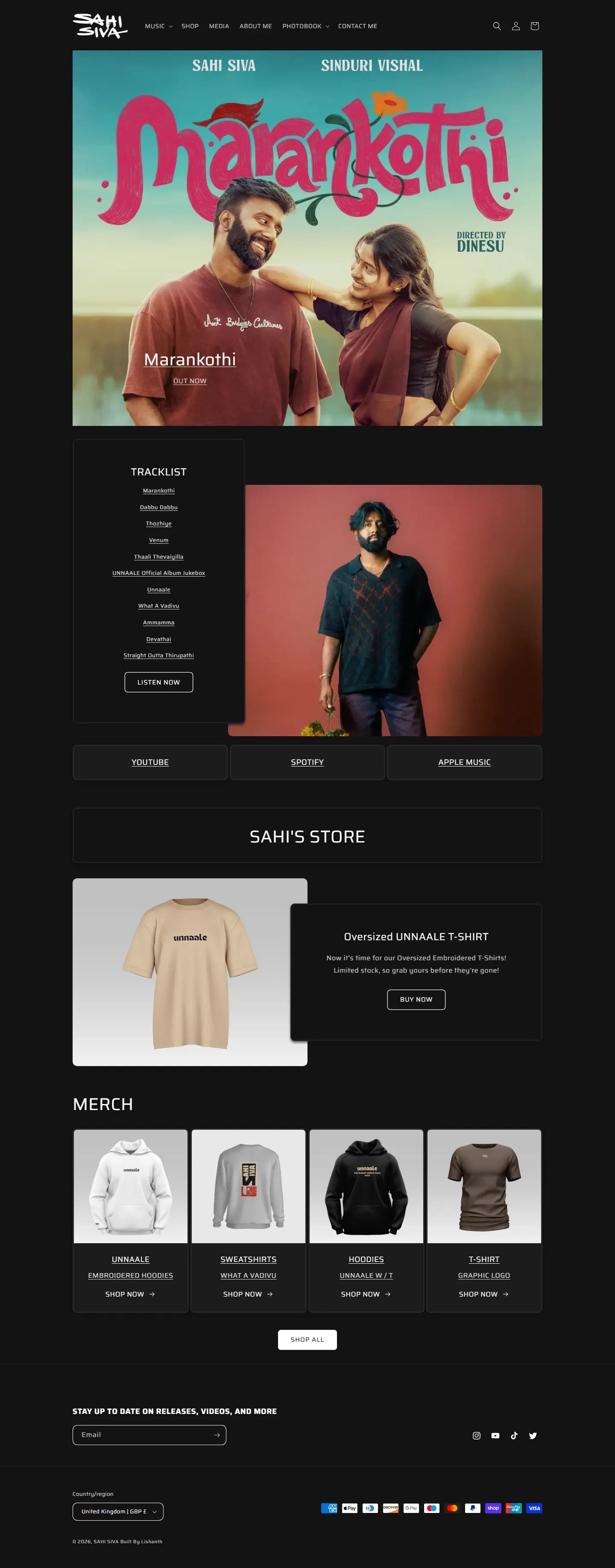 Public homepage of Sahi Siva Music